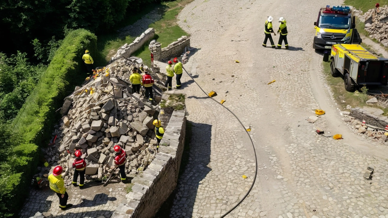 Katastrofa na trasie turystycznej w Zamku Książ: Zawalenie się muru zagraża odwiedzającym